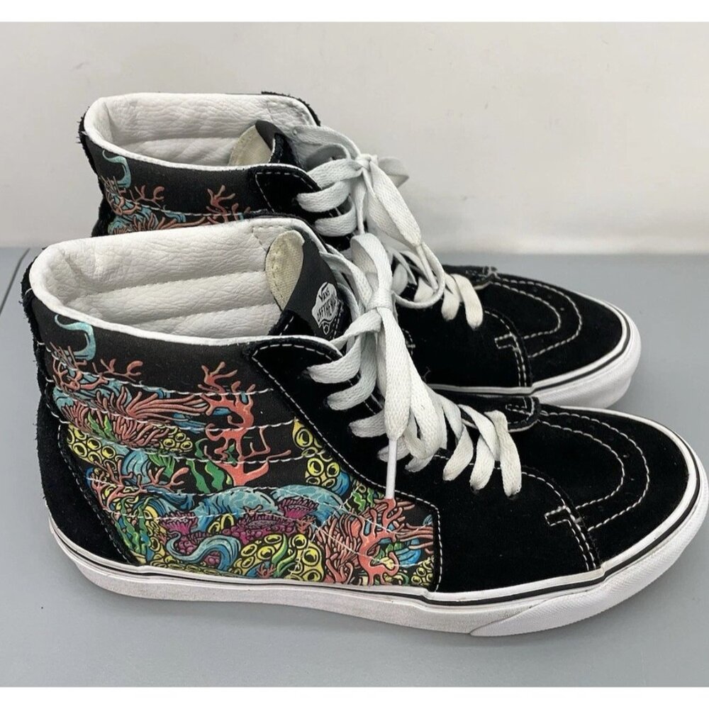Vans Sk8-Hi Underwater Sneakers Shoes Reef Octopus Ocean Black Mens 8 Womens 9.5 - Picture 7 of 14